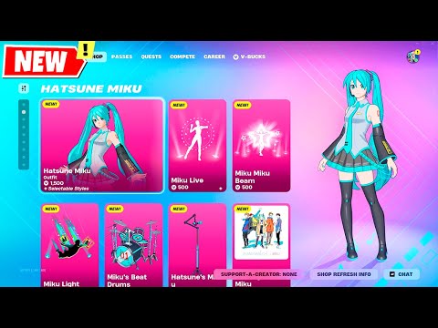 Hatsune Miku Skin, Emotes & Bundle Item Shop Fortnite