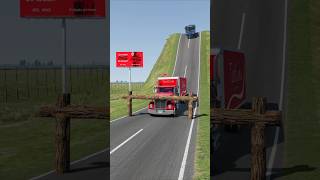 Semi Truck & City Buses vs Logs Trap - BeamNG.Drive #shorts #beamngdrive #bus