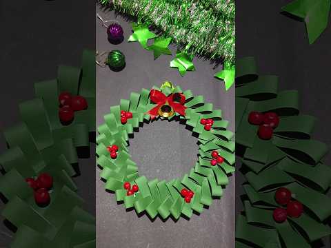 DIY Paper Christmas Wreath Making #shorts #youtubeshorts #craft #christmaswreath