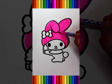 how to coloring a my melody / easy coloring #drawing #coloring  #shorts