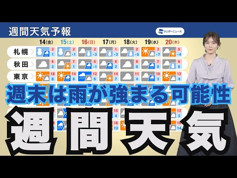 【週間天気】週末は雨が強まる可能性　再び寒さ戻る