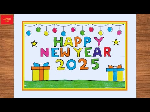 Happy New Year Drawing 2025 || Happy New Year Card Drawing || New Year Drawing 2025 || New Year