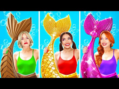 POOR VS RICH VS GIGA RICH MERMAID MAKEOVER! ✨Amazing Crafts By 123 GO!