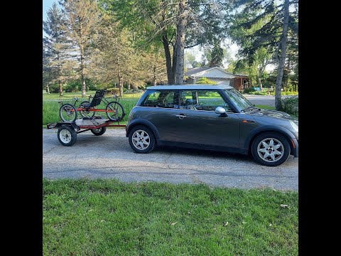 Mini Cooper recumbent trike trailer.