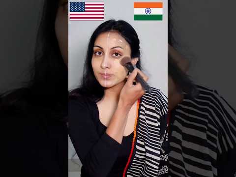 Challenge - Indian Vs American Makeup #makupchallenge #funnymakeup #funnychallange #makeupshorts