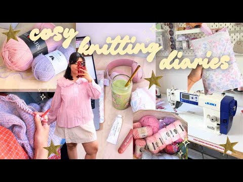 cosy knitting/sewing vlog 🧸🪡 knitting projects, yarn haul & declutter, small business prep