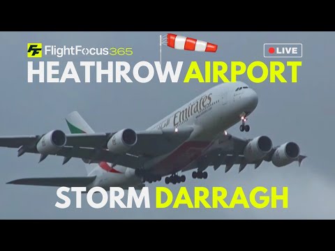 Heathrow Airport Live - #STORMDARRAGH - Saturday 7th December 2024 - STRONG WINDS