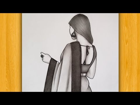 How to draw Girl backside in Saree || Pencil sketch for beginner || drawing tutorial