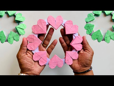 Origami Heart Wreath for your Valentines Day Decoration | Paper Craft