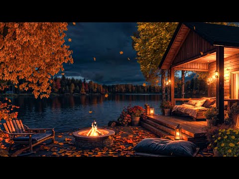 Quiet Night at Lakeside Ambience: Night Nature Sound, Cozy Fire and Insect Sound for Sleeping, Relax