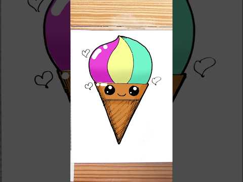 How to draw ice cream cone kawaii