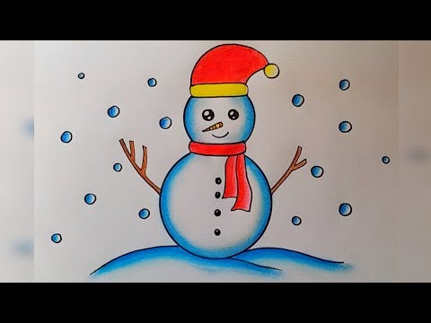 How to draw Snowman step by step| Easy Snowman drawing| Winter season special snowman drawing easy