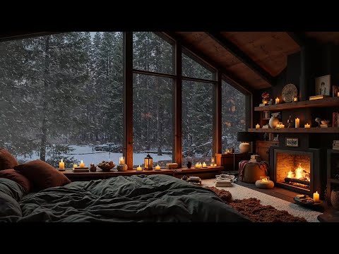 Fireside Escape ❄️Soft Jazz & Warm Cabin Ambience for Unwinding