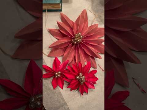 Book page Poinsettias #christmasflowers #shorts #christmasornamentsdiy #flowermaking