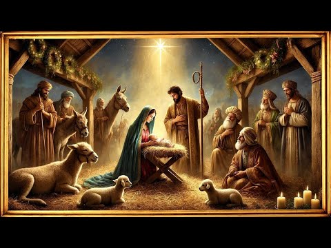 A Serene Nativity Scene: The True Spirit of Christmas | 4K Vintage Art Screensaver | Gold Frame TV