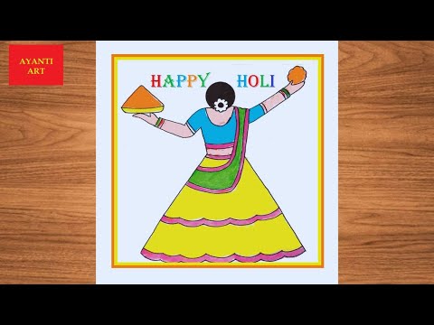 Happy Holi Drawing || Creating a Colorful Holi Festival Drawing Step-by-Step Tutoria || Happy holi