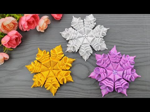 How to make snowflakes with glitter foam sheets #diy