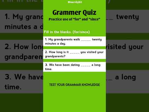 Daily quiz | Grammar quiz #englishgrammar #vocabulary #for #since