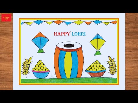 Happy Lohri Drawing Easy / Lohri Festival Drawing /  How To Draw Lohri / Rangoli