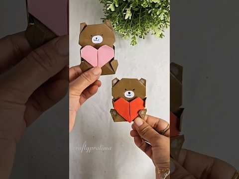 easy paper teddy bear  | origami craft #craft #shorts