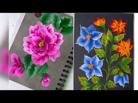 6 Types of Flowers Painting Tutorial/ Acrylic on Paper #art 0.1 #painting