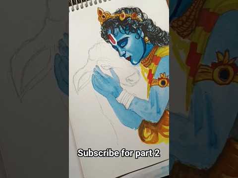 jai shree krishna #krishna #kanha #radhakrishna  #watercolor #painting #youtubeshorts