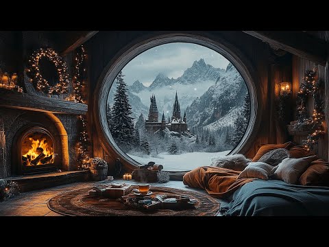 Winter Cabin Escape | Cozy Fireplace and Gentle Snowfall Sounds for a Peaceful Sleep