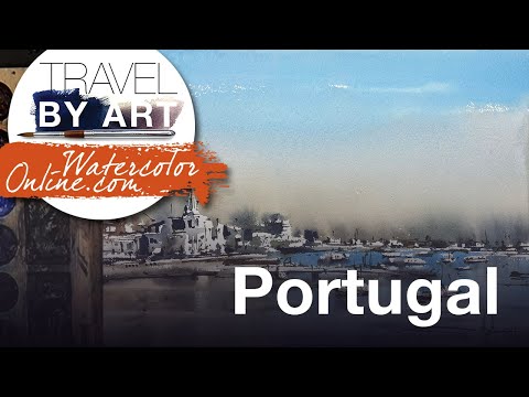 #239 Travel by art, Ep. 97: Cascais, Portugal (Watercolor Landscape/Cityscape Demo)