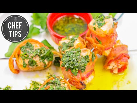 Salmon Kebabs Recipe - Pancetta Salmon Kebabs on the Grill - Chef Tips