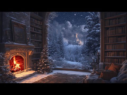 Cozy Winter Cabin Ambience | Crackling Fireplace & Gentle Snowfall for Deep Relaxation & Sleep