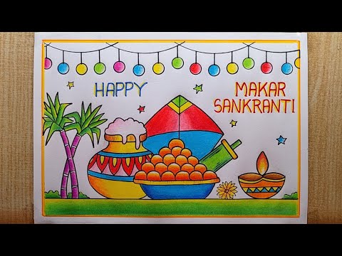 Makar Sankranti drawing easy| How to draw Makar Sankranti drawing|Happy Makar Sankranti drawing easy