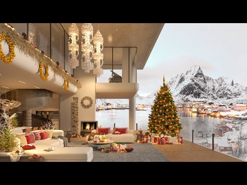 Snowy Serenity 2025 ❄️ | Luxury Open Living Room with Mountain Views for a Magical Christmas