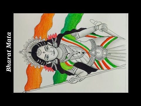 How to draw a simple & beautiful Drawing of Bharat Mata/Republic day special Drawing of Bharat Mata