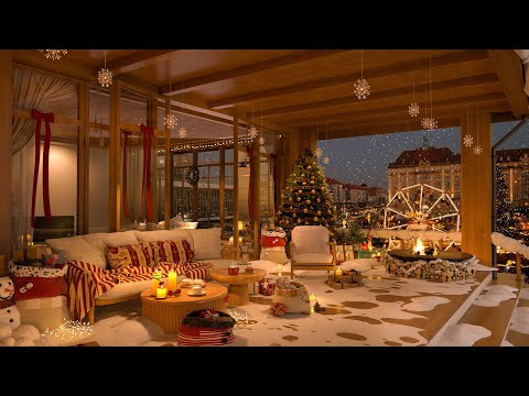 Cozy Winter Jazz Retreat 🎄 Cabin Ambience with Gentle Piano & Glowing Fireplace