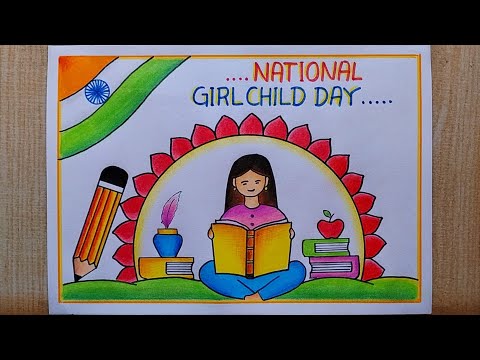 National Girl Child Day Poster drawing easy| Save Girl Child drawing| International Girl Child Day