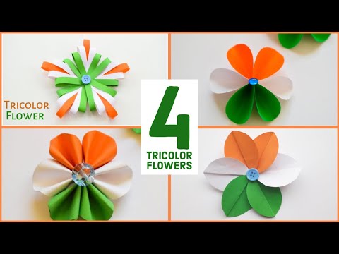 4 Best Tricolor Paper Flowers | Craft Ideas for Republic Day | Tricolor Craft Ideas #republicday