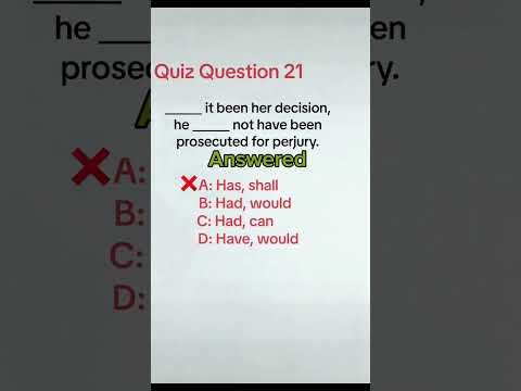 Quiz Question 21 Answered | English Grammar