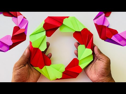 Origami Heart Wreath for your Valentines Day Decoration | Valentines Wreath | Paper Craft