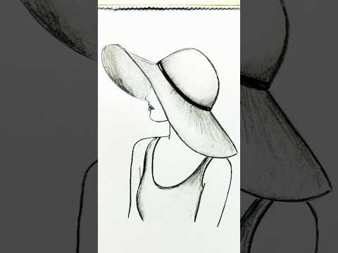 How to draw a girl wearing hat - step by step || Pencil sketch || #shorts_ #youtubeshorts#shorts