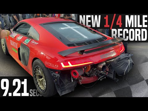 Twin Turbo R8 sets new 1/4 Mile record at The Valley Run!