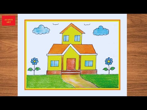 House Drawing ||  How to Draw House For Beginners ||  Easy House Drawing Step By Step ||