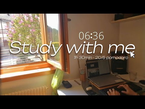 1HOUR 30MIN POMODORO STUDY SESSION - study with me with lo-fi and jazz piano music