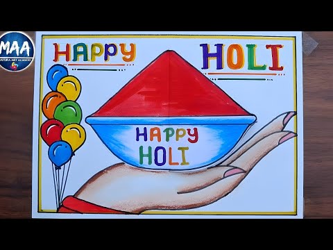 Holi drawing easy | Happy Holi Drawing | Holi drawing | Holi Special Drawing | Holi Festival Drawing