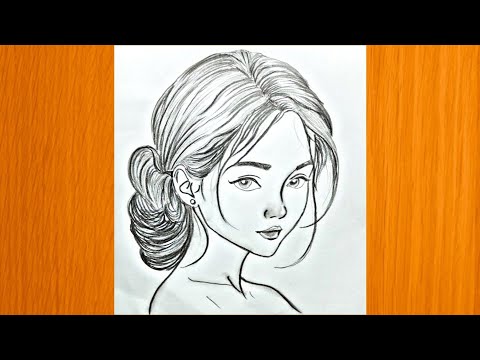 How to draw a Girl with Messy Bun Hair Drawing | Girl Drawing Pictures | Drawing step by step