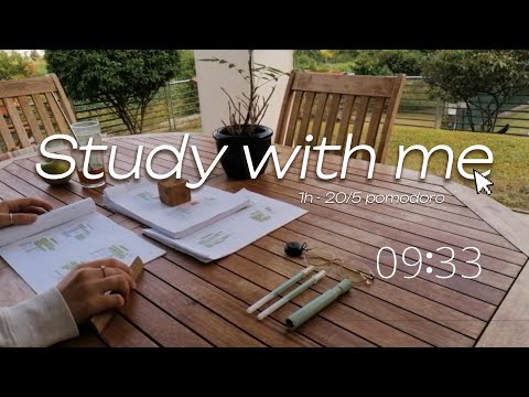 1HOUR POMODORO STUDY SESSION - Study with me outside, with aesthetic chill music