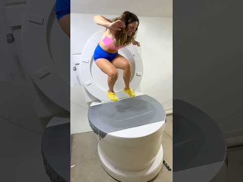 JUMPING IN to the Giant Toilet Covered in Duct Tape and Almost TIPPED OVER #shorts