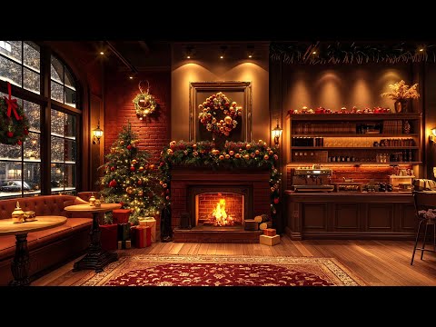 Cozy Coffee Shop Ambience & Crackling Fireplace ☕ Smooth Jazz Music to Relax/Study/Work to