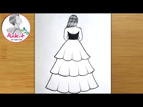 How to draw a girl in beautiful dress / Girl Drawing / Dress Drawing / Pencil Sketch / Art