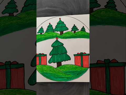 Christmas tree drawing#drawing #shortvideo #shortsfeed #sketch #scenery #shorts #trending #christmas