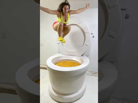 HUGE HIGH JUMP into the Giant Toilet with GOLDFISH #shorts